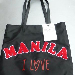 I Love Manila Black Nylon Bag Tote Bench Shoulder